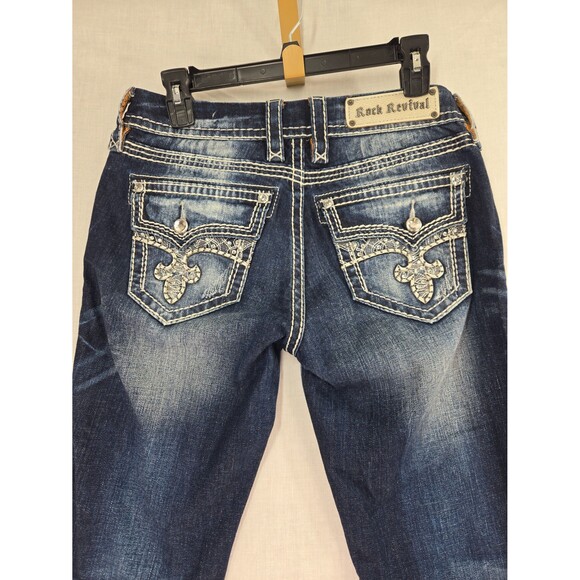 Rock Revival Denim - Rock Revival Berry Straight Leg Low Rise Stretch Jeans Womens Size 29 Bling Glam